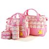 5PCS Baby Nappy Diaper Bags Set Mommy Diaper Shoulder Bags w/ Nappy Changing Pad Insulated Pockets Travel Tote Bags