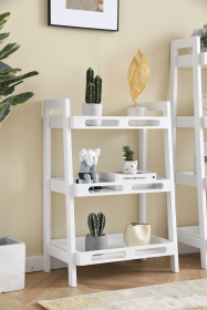 Three-tier Solid Wood Shelving Unit, 24"x15"x35" (Color: White)