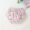 Baby Girls Floral Print Pattern With Bow Tie Design Round Collar Sleeveless Princess Onesies Dress