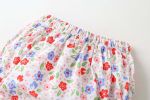 Baby Girls Floral Print Pattern With Bow Tie Design Round Collar Sleeveless Princess Onesies Dress
