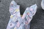 Baby Girl 1pcs Allover Floral Graphic Ruffle Onesies With Belted Hat
