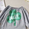 Baby Girl 1pcs 4-Leaves Cloverleaf Graphic, Long Sleeve Tops Combo, Cloverleaf Print Ruffle Hem Pants Sets