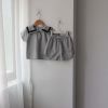Baby 1pc Contrast Tape Lapel Tops & Shorts Navy Style College Sets