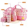 5PCS Baby Nappy Diaper Bags Set Mommy Diaper Shoulder Bags w/ Nappy Changing Pad Insulated Pockets Travel Tote Bags