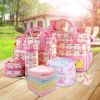 5PCS Baby Nappy Diaper Bags Set Mommy Diaper Shoulder Bags w/ Nappy Changing Pad Insulated Pockets Travel Tote Bags