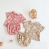 Baby Girl Floral Print Doll Collar Design Neck Buttoned Tops Combo Shorts Sets