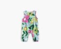 Baby Girl Floral Print Pattern Buttoned Design Sleeveless Rompers