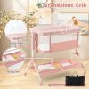 Height Adjustable Bedside Sleeper with Storage Bag and Soft Mattress for Baby