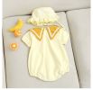 Baby 1pcs Puff Sleeves Contrast Tape Lapel College Style Onesies