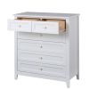 Solid Wood spray-painted drawer dresser, can be placed in the bedroom, nursery, and other places. Retro round handle.