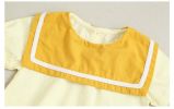 Baby 1pcs Puff Sleeves Contrast Tape Lapel College Style Onesies