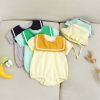 Baby 1pcs Puff Sleeves Contrast Tape Lapel College Style Onesies