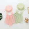 Baby Girl 1pcs Solid Color Heart Graphic Mesh Overlay Sleeveless Dress & Hat