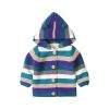 Baby Colorful Striped Pattern Button Front Knitted Cardigan With Hat