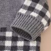 Baby Plaid Pattern Single Breasted Design Knitted Cardigan