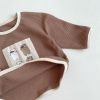 Baby Cartoon Print Pattern Waffle Fabric Design Long Sleeve Sets