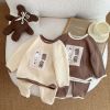 Baby Cartoon Print Pattern Waffle Fabric Design Long Sleeve Sets