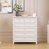 Solid Wood spray-painted drawer dresser, can be placed in the bedroom, nursery, and other places. Retro round handle.