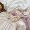 Baby Solid Color, Doll Neck, Mesh Patched Design Romper