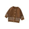 Baby Plaid Pattern Single Breasted Design Knitted Cardigan