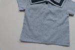 Baby 1pc Contrast Tape Lapel Tops & Shorts Navy Style College Sets