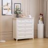 Solid Wood spray-painted drawer dresser, can be placed in the bedroom, nursery, and other places. Retro round handle.