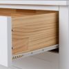 Solid Wood spray-painted drawer dresser, can be placed in the bedroom, nursery, and other places. Retro round handle.