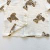 Baby Bear Print Pattern Round Collar Shirt Top Combo Short Pants Sets In Summer Outfit Wearing