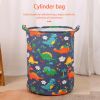 Cotton Linen, Laundry Basket, Foldable Round Waterproof, Large Capacity