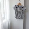 Baby 1pc Contrast Tape Lapel Tops & Shorts Navy Style College Sets