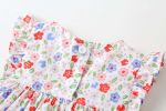 Baby Girls Floral Print Pattern With Bow Tie Design Round Collar Sleeveless Princess Onesies Dress