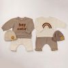 Baby Rainbow & Letter Graphic Hoodie and Pant Set