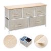 2-Tier Wide Closet Dresser, Nursery Dresser Tower With 5 Easy Pull Fabric Drawers And Metal Frame, Multi-Purpose Organizer Unit For Closets, Dorm Room