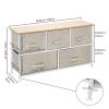 2-Tier Wide Closet Dresser, Nursery Dresser Tower With 5 Easy Pull Fabric Drawers And Metal Frame, Multi-Purpose Organizer Unit For Closets, Dorm Room