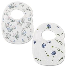 Danish Ins Gauze Waterproof Bib Saliva Towel U-shaped Thin 2 Pieces (Option: Blue Flower 2 Pack)