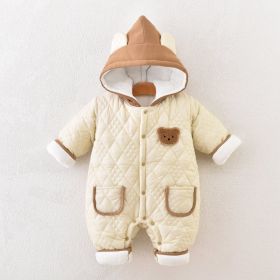 Cotton Padded Thickened Autumn And Winter Baby Jumpsuit (Option: Bear Head Coffee-80 Size 7 - 10 Months)